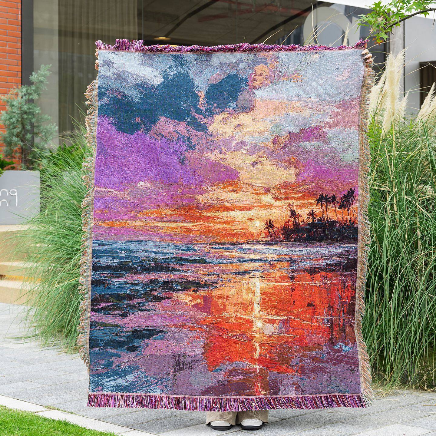 Cross-Border Supply of Camping Blankets, Moisture-Proof Picnic Mats, Polyester-Cotton Jacquard Tapestries, Ins-Style Sofa Towels, Thread Blankets, Sofa Covers