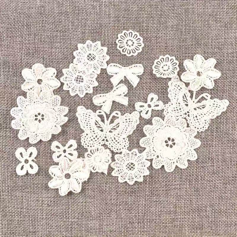 Factory direct lace handmade DIY clothing accessories hairband hairpin accessories bow flower embroidery cotton