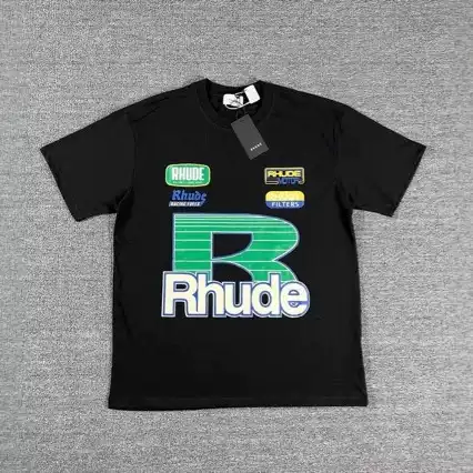25SS Cross-Border Foreign Trade European and American Streetwear RHUDE Coconut Tree Letter Print Loose Short-Sleeve T-Shirt Unisex American High Street