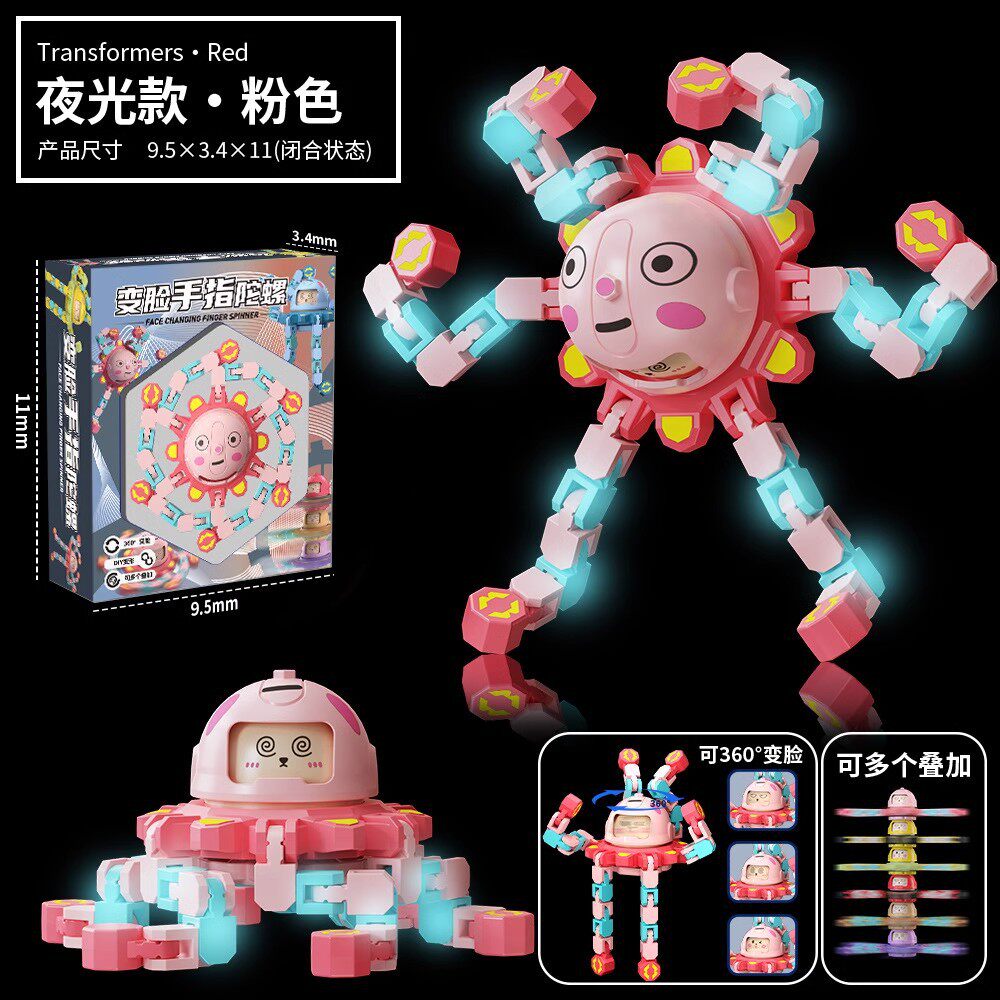 Gyro Toy Transformable Luminous Puzzle Mechanical Fingertip Finger Rotation Decompression Children Boys Toys Wholesale
