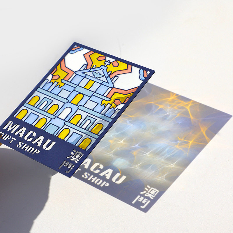 Light transmission bookmark custom scenic creative color window refrigerator sticker national style creative gift transparent hollow paint light and shadow bookmark