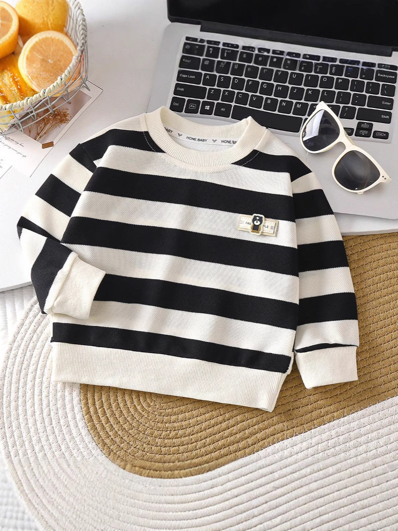 Children's Striped Hoodie, New Spring & Autumn Collection, Boys' Long-Sleeve Pullover, Girls' Casual Outerwear Top