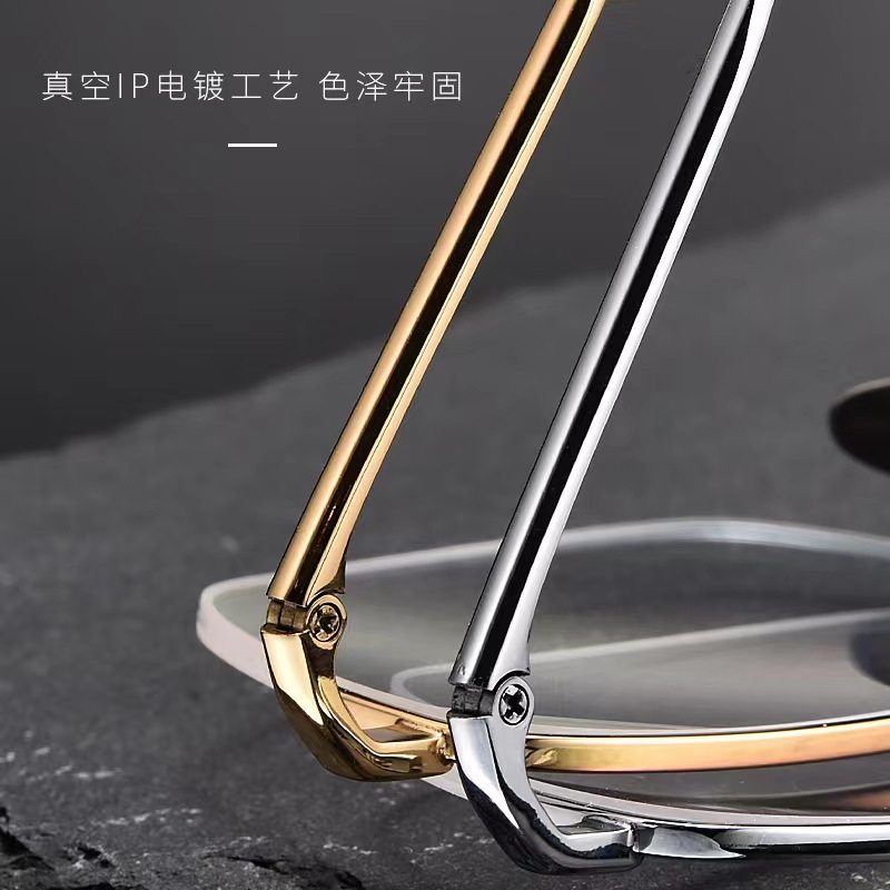 Danyang Glasses Wholesale Ultra-Light Frames Pure Titanium Glasses Frames Myopia Frames Women's Half-Frame Gold Wire Titanium Frames Men 1907