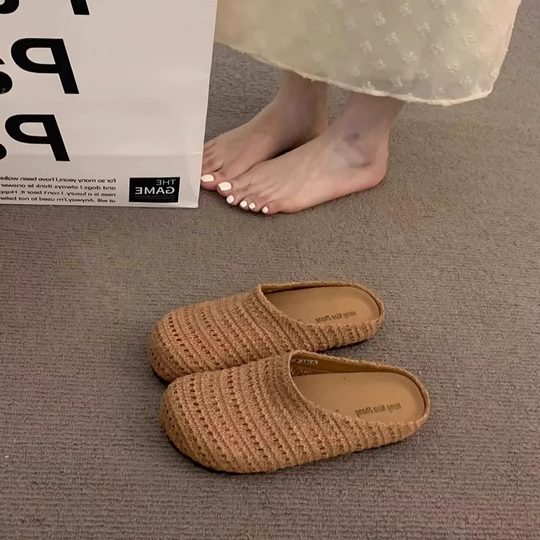 Bohemian Thick-Soled Birkenstock Shoes for Women, Slip-On Closed-Toe Mules for Spring/Summer 2025 Vacation