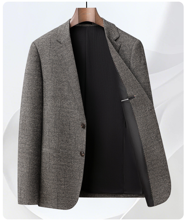 Áo blazer nam pha len dày dặn dáng ôm vừa, không cần là, giặt máy được — Cà phê Jindian, thanh niên màu xám