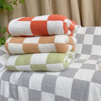 Cross-Border Nordic Style Half-Fluff Sofa Blanket Checkerboard Blanket Knitted Blanket Air-Conditioning Blanket Nap Blanket