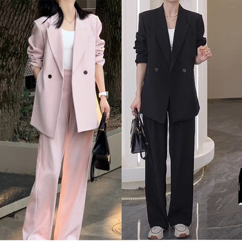 2024 new large size women's clothing fashion suit for plump girls age-reducing slimming wide-leg pants two-piece set [6612]]