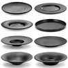 Kaiba Melamine Plate Japanese Imitation Porcelain Black Round Plate Hot Pot Dish Barbecue Plate Western Steak Flat Plate Commercial