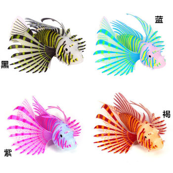 Fish Tank Landscaping Decorations, Aquarium Manufacturers Export Silicone Material Luminous Artificial Colorful Lion Fish Wholesale