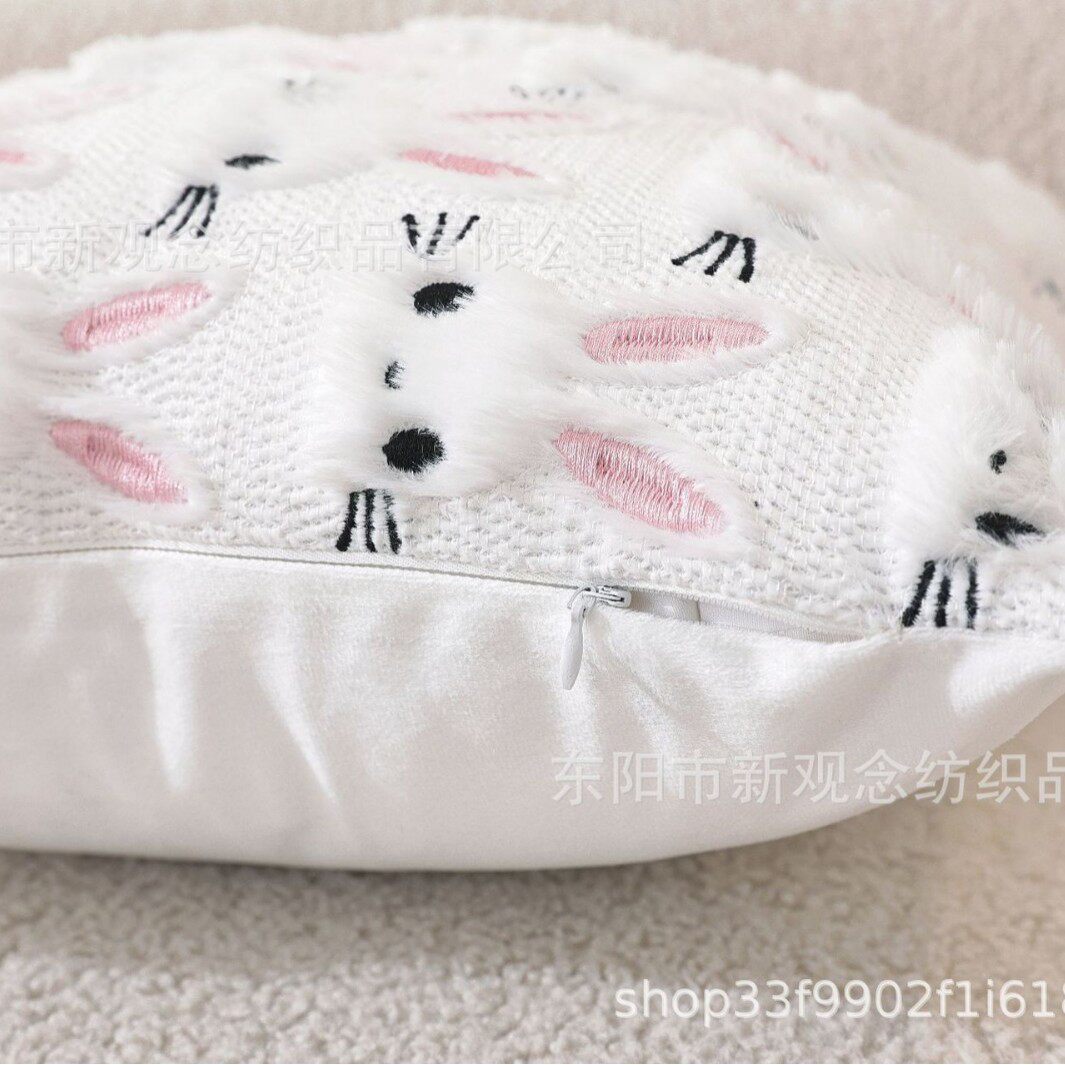 Cross-Border Easter Bunny Pillow Cover Ins Plush Cushion Fun Holiday Decoration Living Room Sofa Pillow Cover