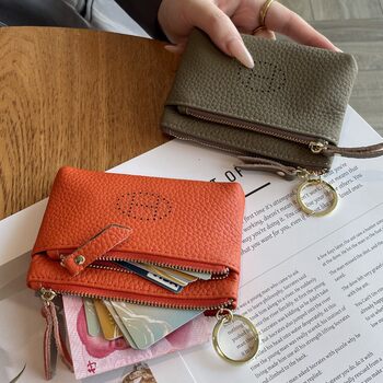 2024 New Genuine Leather Women's Coin Purse First Layer Cowhide Exquisite High-End Double Zipper Large Capacity Key Bag for Women