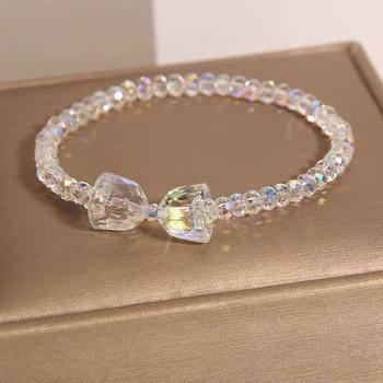 Glazed Crystal Clear Dopamine Colorful Bracelet Love Bow Cute Beads High-End Niche Design