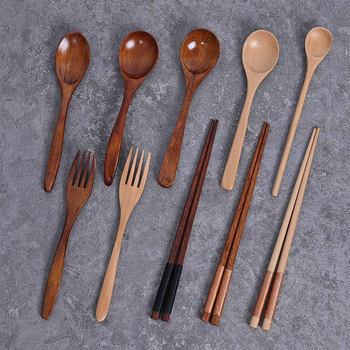 in stock wholesale wooden spoon fork environmental protection wooden household spoon variety of new Chinese dark spoon large quantity excellent price