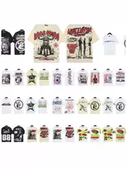 Cross-Border American Style 2025 Spring and Summer H@Ellst@R Hell Star Pattern Printed Street Style Washed Short-Sleeved T-Shirt for Men