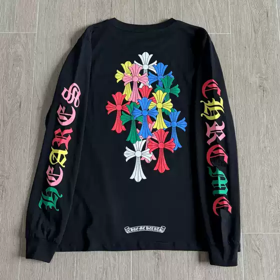 【In-Stock High-Quality Version】Ch Crowe Colorful Cross Long-Sleeve Unisex Printed New T-Shirt