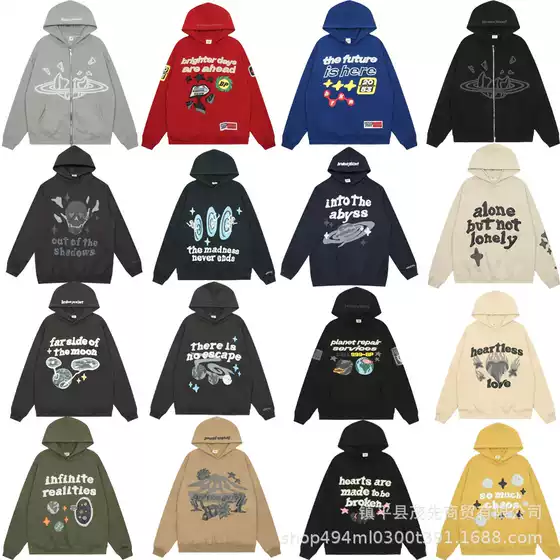 Trendy broken planet Foam Letter Casual Jacket American Style High Street Loose Hooded Sweatshirt Straight Pants