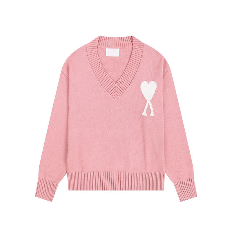 秋冬新款高领爱心毛衣男女条纹青年桃心跨境外贸休闲套头针织衫