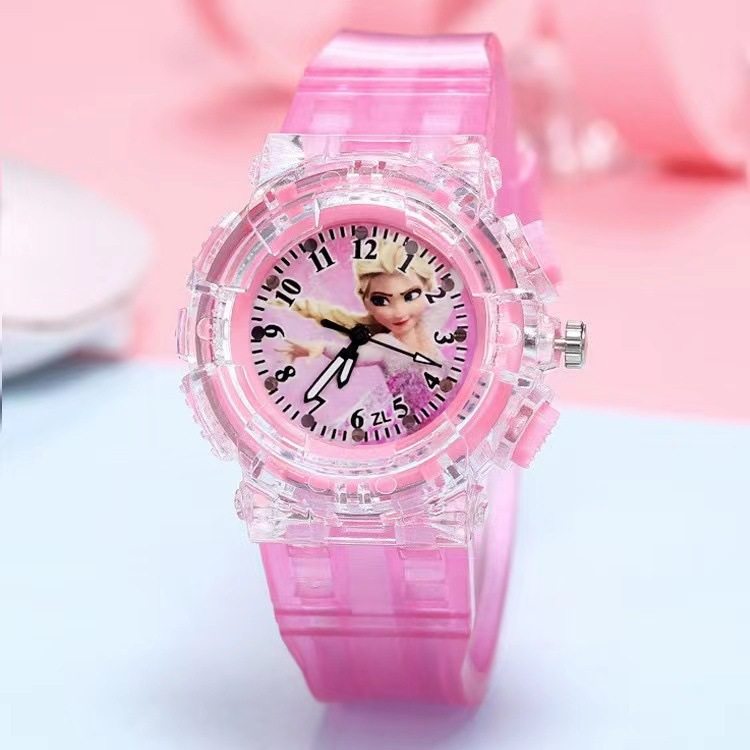 Frozen Princess watches children's watches wholesale fashion creative colorful led flash transparent luminous watch
