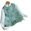 New Chinoiserie National Style Tang Suit Green Printed Vest Jacket Women's Spring and Summer Waistoutwear Buttoned Vest