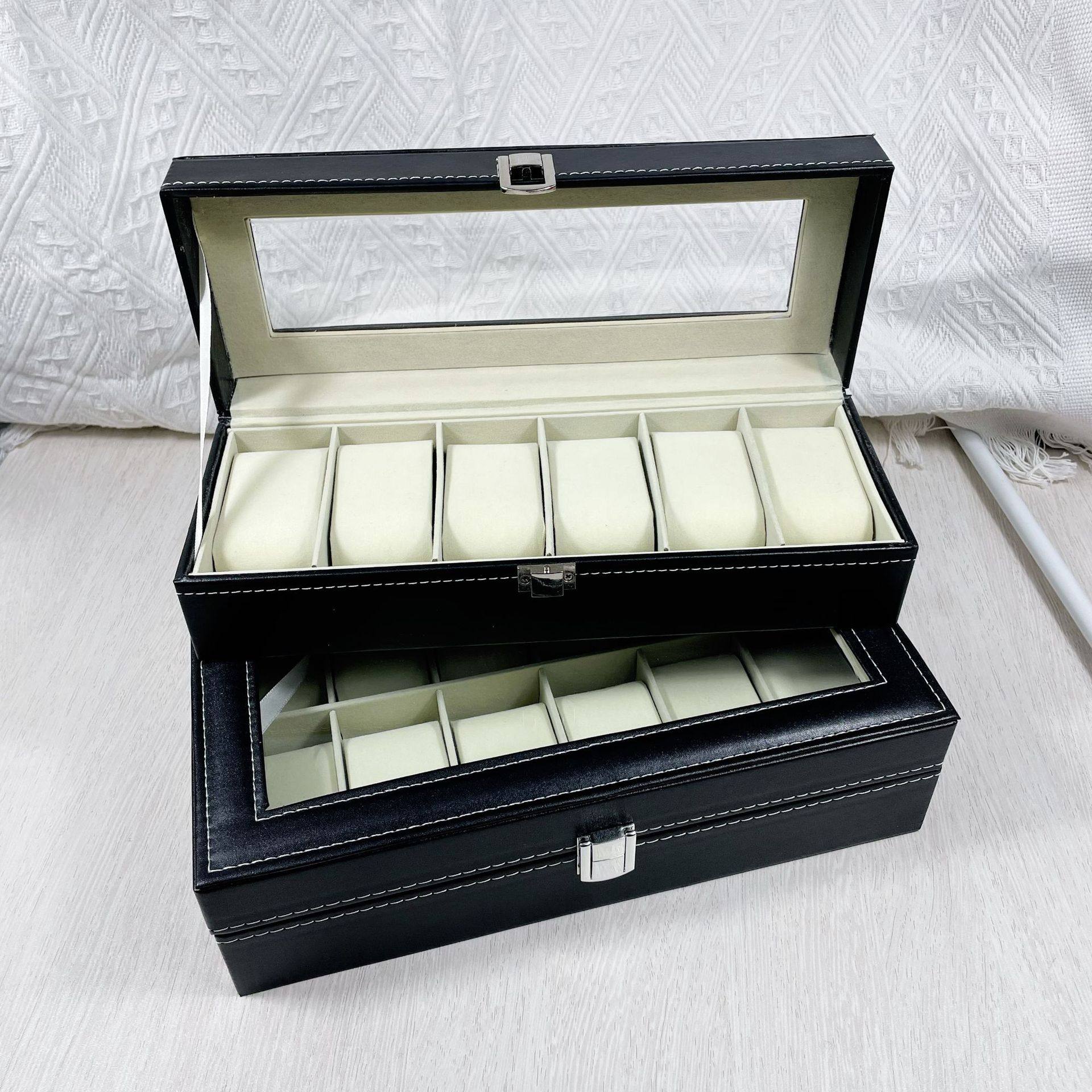 Cross-Border Hot-Selling Factory Direct Sales Wholesale Watch Box Storage Box 3-Slot 6-Slot 10-Slot 12-Slot Jewelry Box Packaging Box