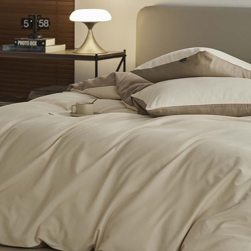 High-end 100s thick brushed cotton four-piece cotton bed sheet quilt cover fitted sheet three-piece set light luxury autumn and winter bedding