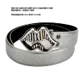 Moonlight silver oil wax leather/width 3.8cm, lips and gold teeth, thickness about 0.5cm