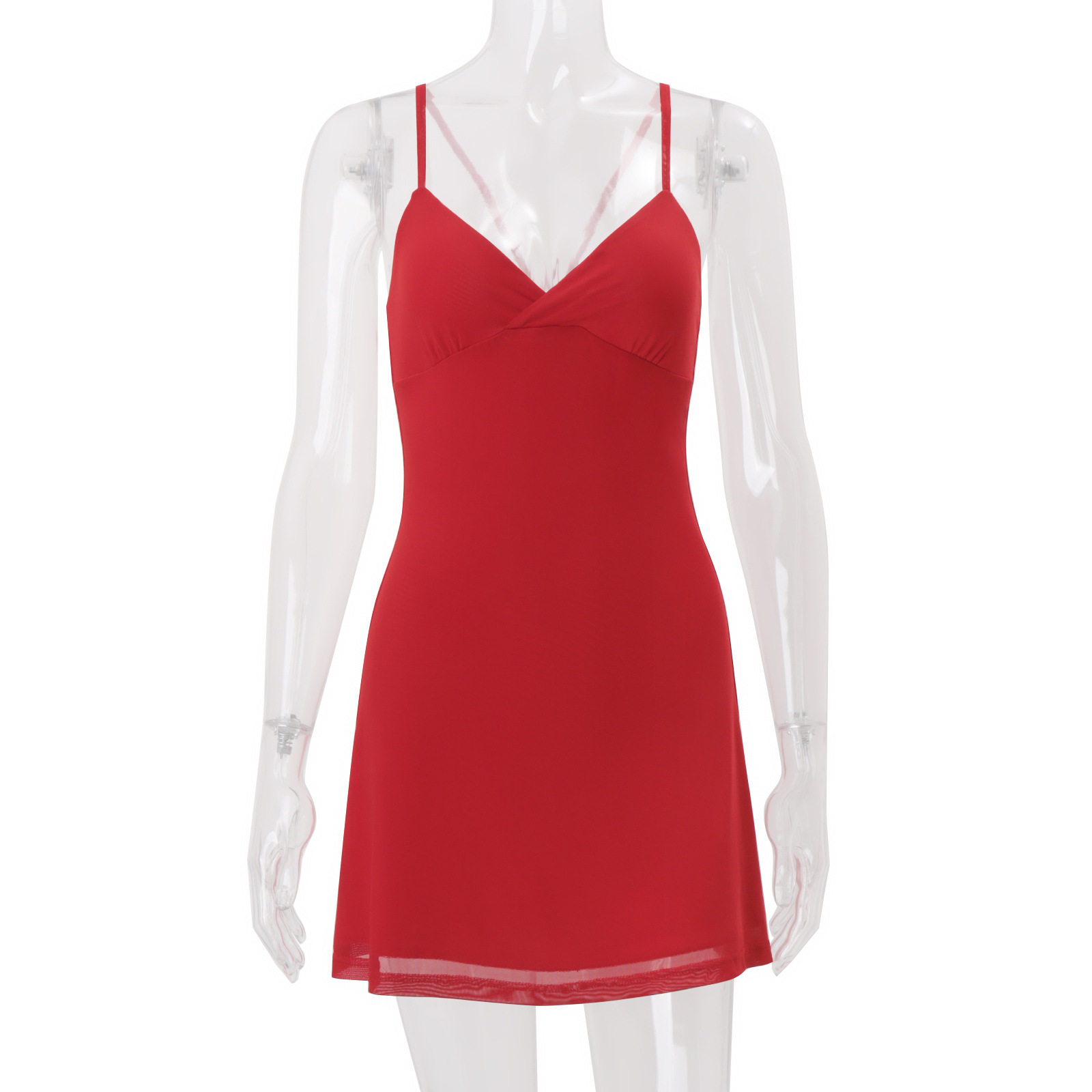 Summer Womens Dress Solid Color V Neck Slim Fit Backless Waist Defined Casual Street Style Wholesale Available