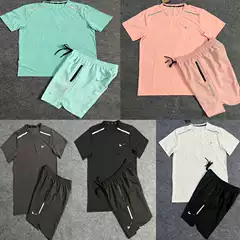 Summer Training 3/4 Shorts & Quick-Dry Short Sleeve Set for Men and Women - Track Running Fitness Marathon