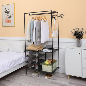 Simple Coat Rack Floor-type Bedroom Hanger Movable Coat Rack Household Storage Clothes Rack