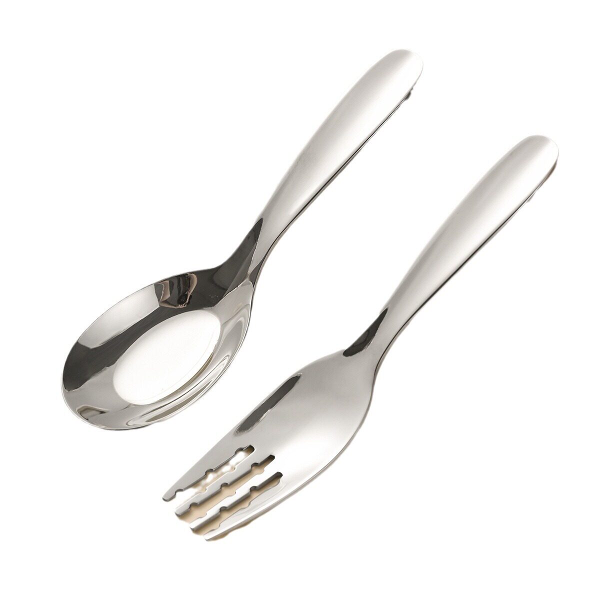 Wholesale 304 stainless steel Children's tableware suit Jieyang flat spoon Fork Short baby eating tableware