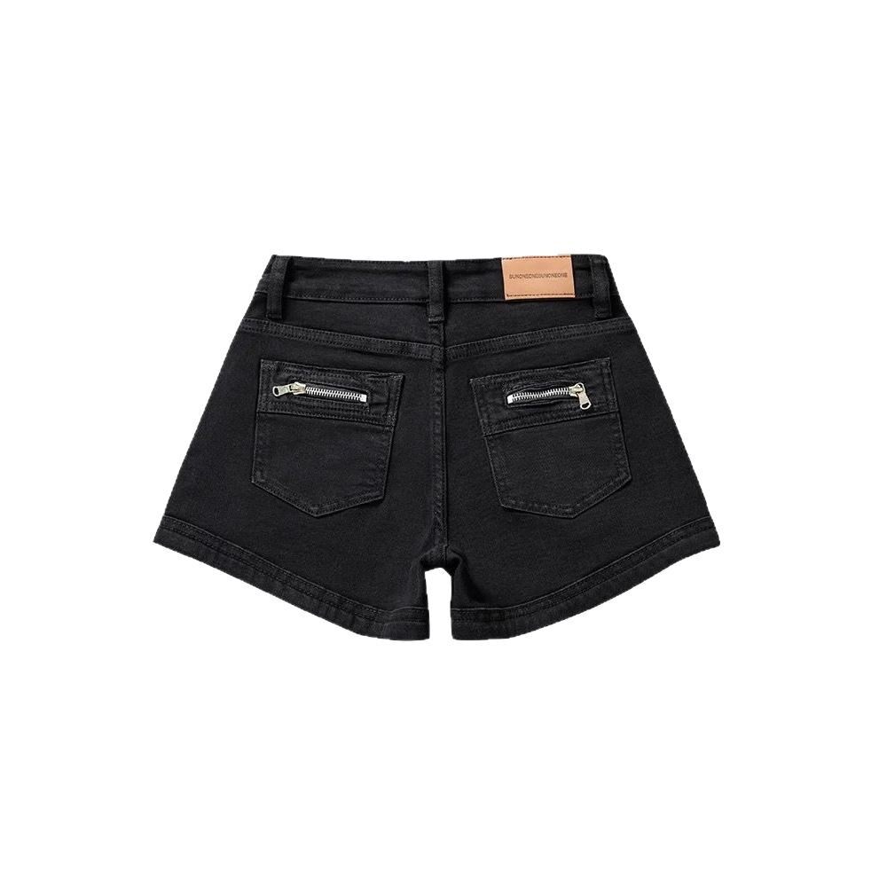 High Waisted Black Denim Shorts Slim Fit Versatile Casual Style Summer Essential for Women Wholesale Available