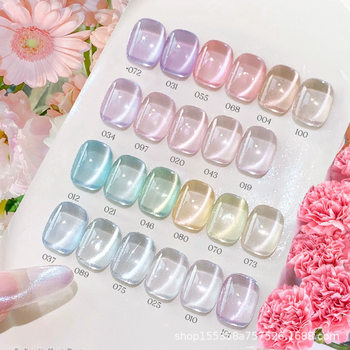 2025 New Sparkling Crushed Diamond Cat Eye Nail Polish Gel, Ice Transparent Fine Glitter Nail Polish, Manicure, Xiaohongshu Jelly Color