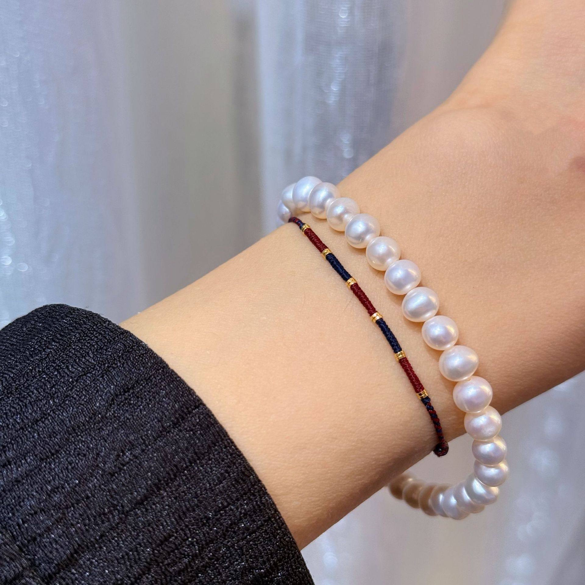 Zhuji Wash Your Wash Your Hands Without Picking and Stacked Wearing Natural Nucleess Freshwater Pearl Bracelet Small Round Bead Elastostring All-match Bracelet