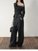 Soote Season Original Korean Fake Two-Piece Waist-Cinching Slanted Shoulder Suit Top High-End Two-Piece Suit Pants