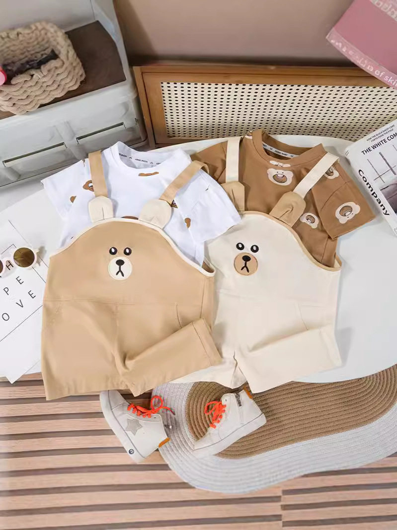 Baby suit handsome boy short-sleeved T-shirt girl overalls children's summer two-piece set