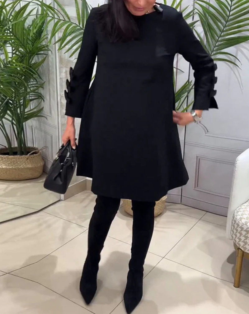 Long Sleeve Solid Color Dress Womens Autumn Winter Collection Casual Style for Everyday Wear Wholesale Available