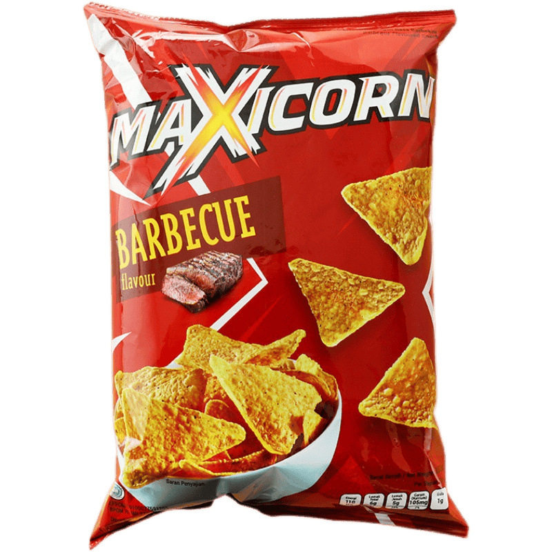 Max Bbq Cheese Flavored Corn Flakes Imported from Indonesia, Triangular Crisps, Casual Puffed Snacks Wholesale
