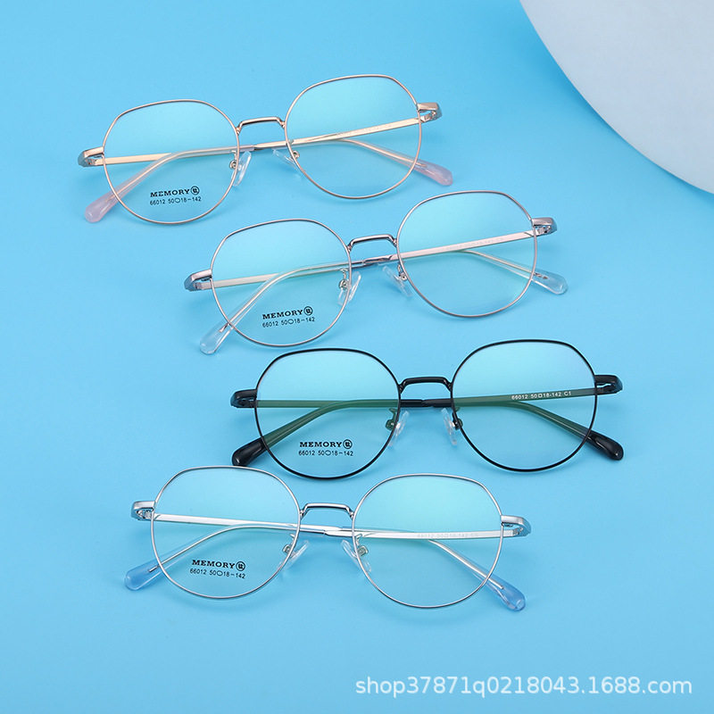 New Retro Glasses Frame Metal Memory Glasses Frame Ultra-Light Memory Titanium Can Be Equipped with Anti-Blue Light Myopia Glasses Wholesale