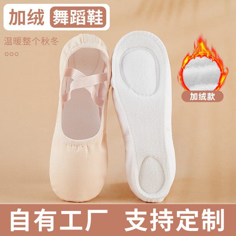 Winter fleece-lined dance shoes children's thickened ballet shoes adult practice dance shoes cat claw shoes yoga shoes wholesale
