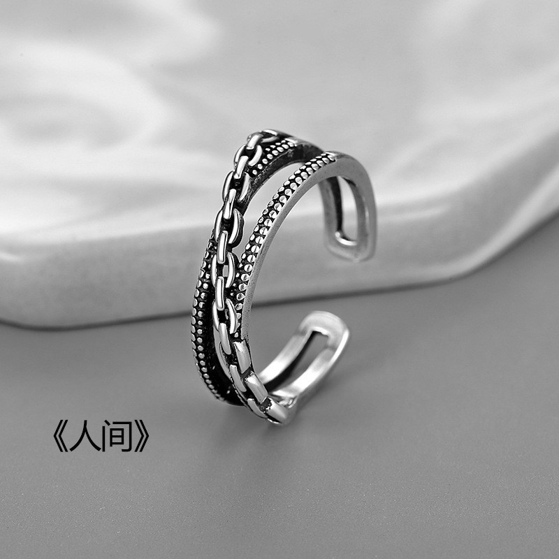 男士戒指个性叠戴组合电镀圆形复古貔貅单身戒莫比乌斯可调节指环