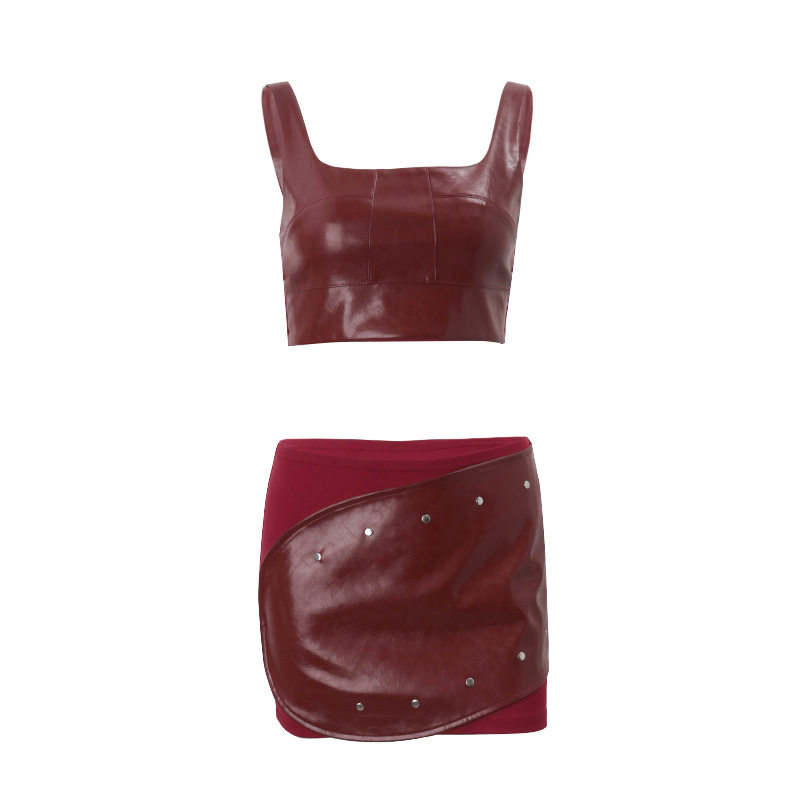 Fashionable Womens Sexy Crop Top and Mini Skirt Set Stylish Sleeveless Design Versatile for Nightclubs Wholesale