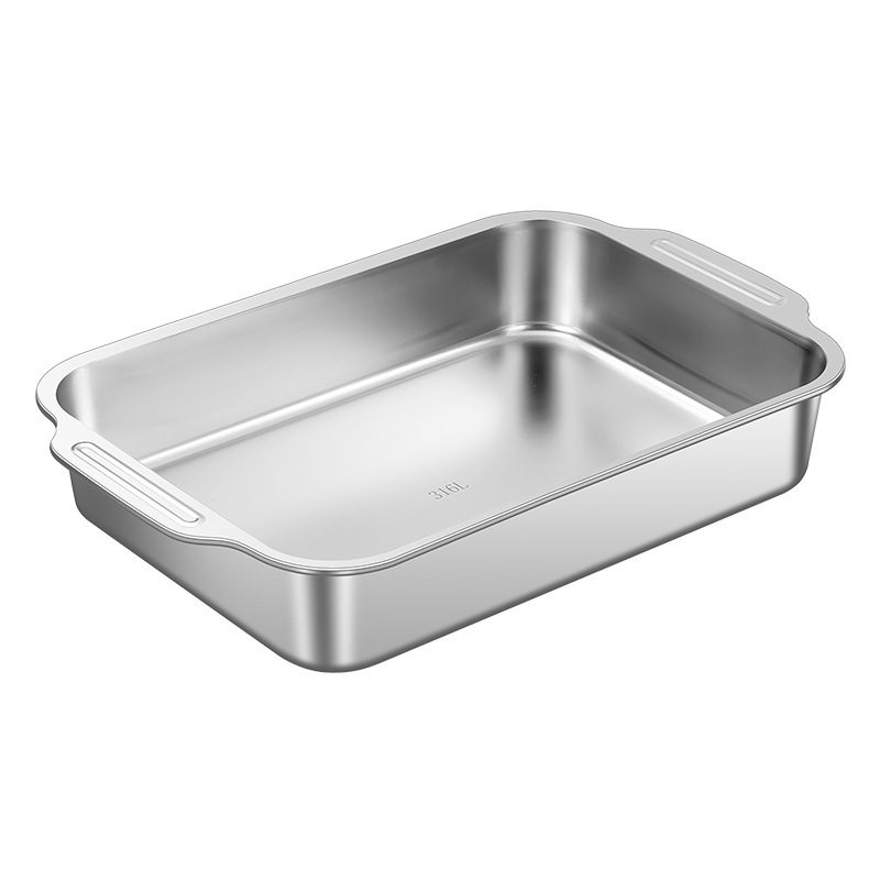 Thickened Stainless Steel Crayfish Tray, Commercial Tray, Grilled Fish Tray, Sauce-Dipping Small Seafood Tray, Household Food Preparation Rectangular Tray