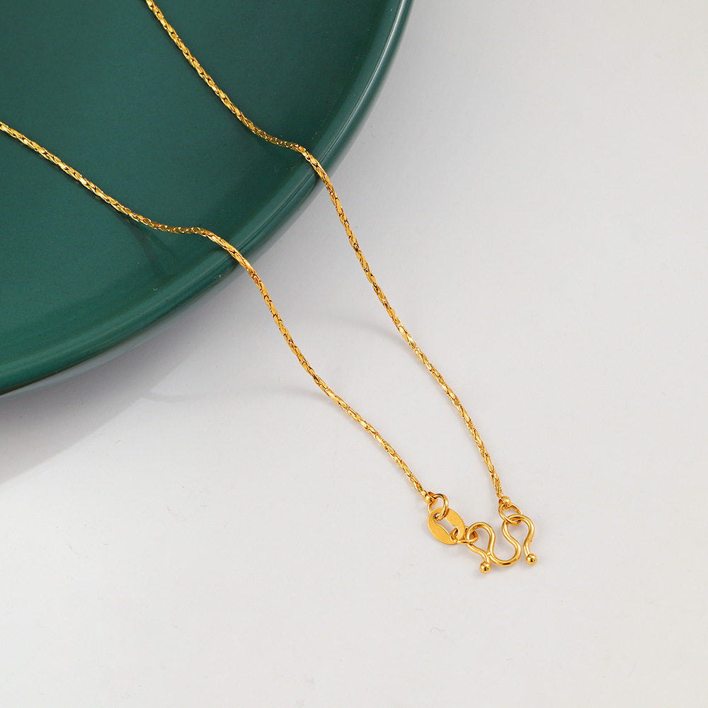 钛钢不掉色M扣蛇骨链2024新款项链女简约颈链百搭通勤素链锁骨链