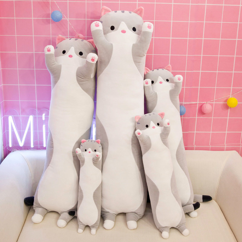 Factory Direct Sale Cute Cat Plush Toy Long Cat Doll Sleeping Pillow Cushion Birthday Gift for Women
