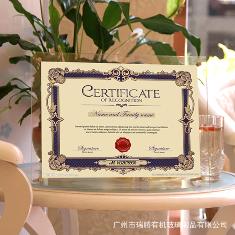 Explosive acrylic photo frame A4 authorization certificate medal award frame Crystal photo frame table A3 business license frame
