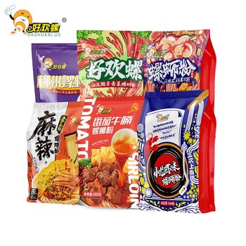 Hao Huan Luo Luosifen (Snail Noodles) with Crayfish Flavor, Bagged, Extra Spicy and Extra Fragrant, Coriander Rice Noodles, Vermicelli, Hot and Sour Noodles