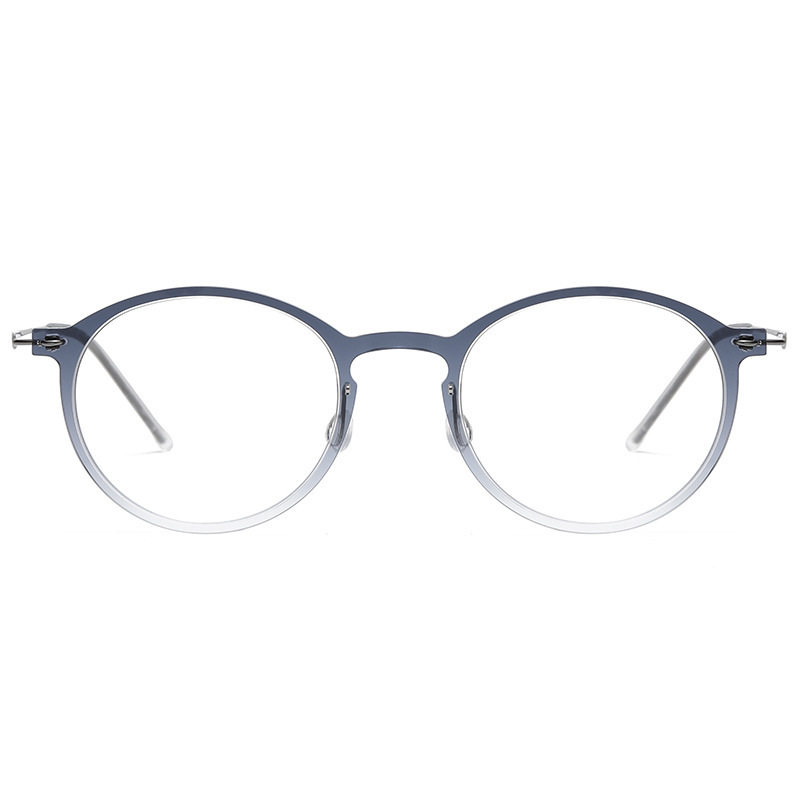 Linde's Same 4.4g Versatile Round Frame Screw-Free Design Ultra-Light Pure Titanium Plain Glasses Frame 6541 Can Be Matched with Degrees