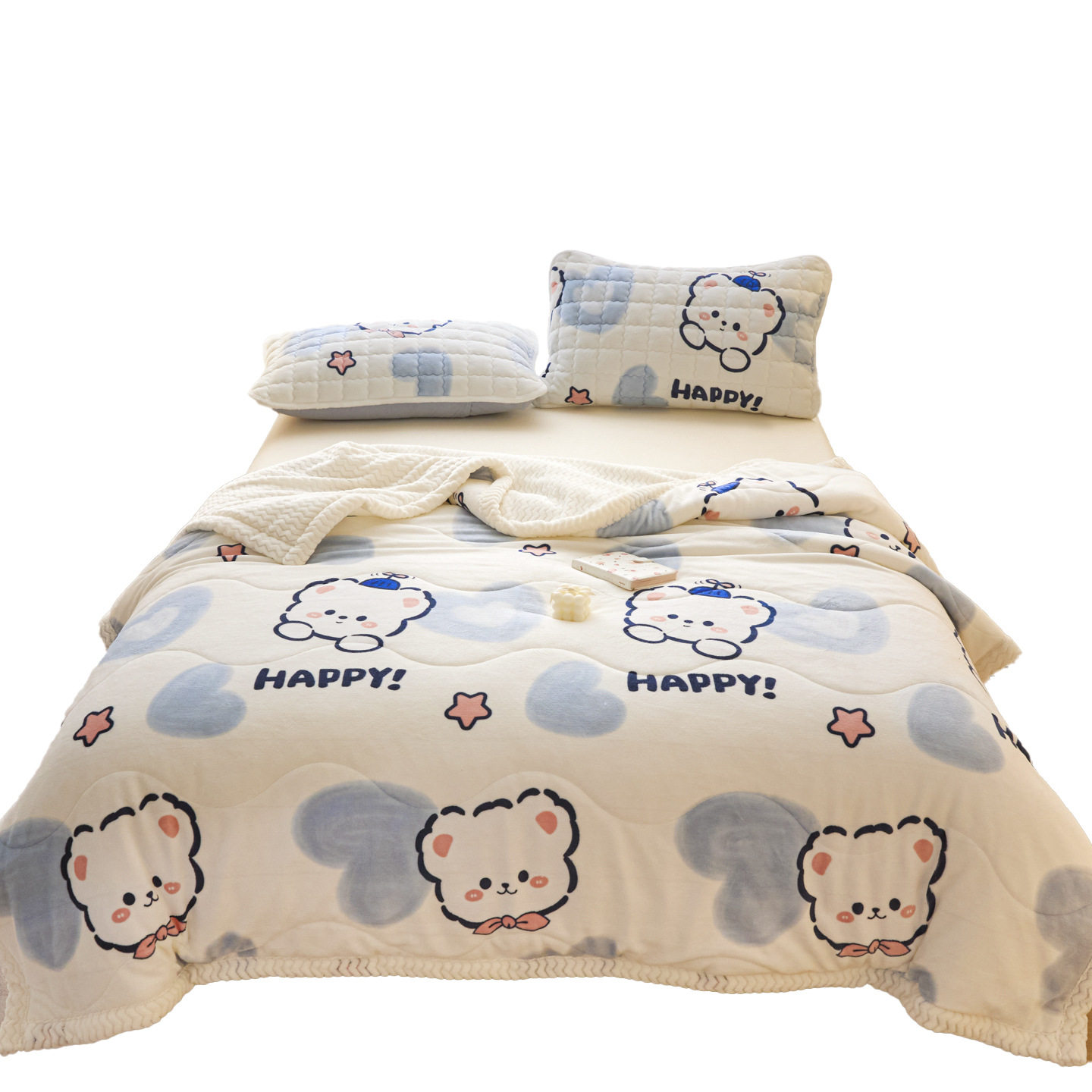 Three-Layer Thickeneded Milk Fleece Blanket Winter Thickeneded 2025 New Cartoon Sofa Blanket Office Nap Blanket