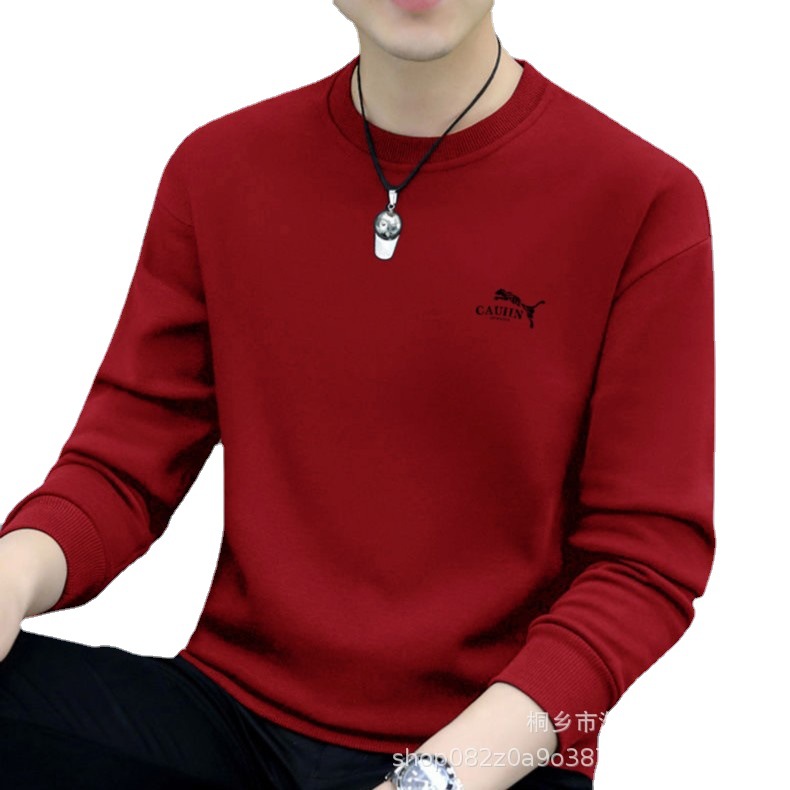 2023男士冬季长袖加绒加厚男士卫衣六色可选时尚青年圆领长袖t恤