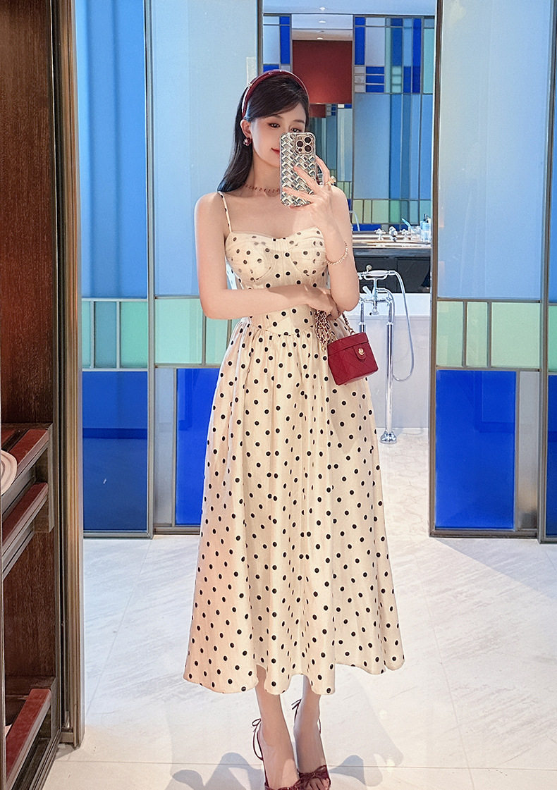 Đầm maxi nữ thắt eo phong cách châu Âu cổ điển, cổ vuông không tay, dáng chữ A — [Màu hồng đào] chi tiết 6